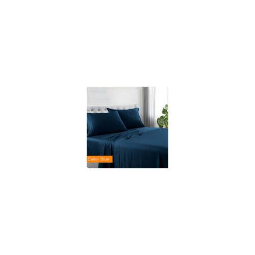 1200tc hotel quality cotton rich sheet set single sailor blue - Main Image