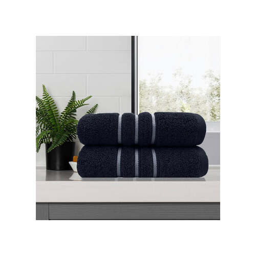 amor classic dobby stripe super soft premium cotton bath towel 2 pcs sailor blue - Main Image