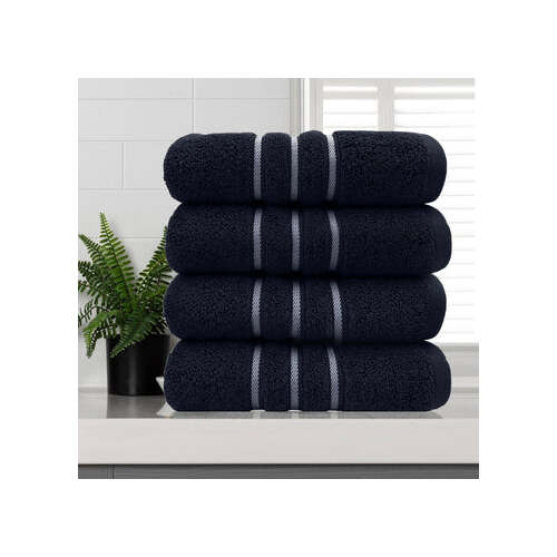 amor classic dobby stripe super soft premium cotton hand towel 4 pcs sailor blue - Main Image