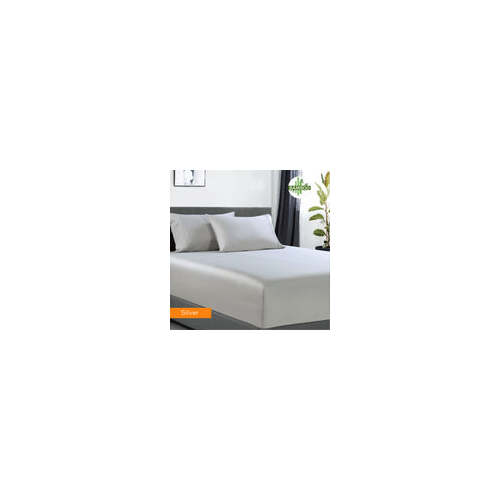 400 thread count bamboo cotton 1 fitted sheet with 2 pillowcases king single silver - Main Image