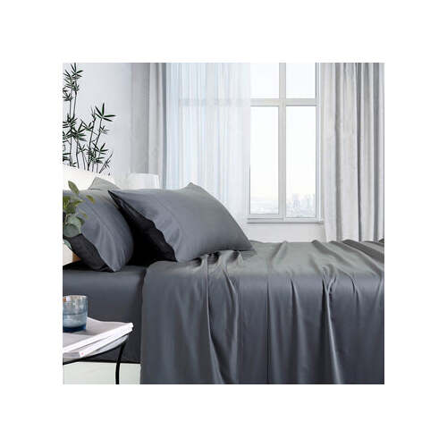 1000tc bamboo cotton sheet set king single charcoal - Main Image