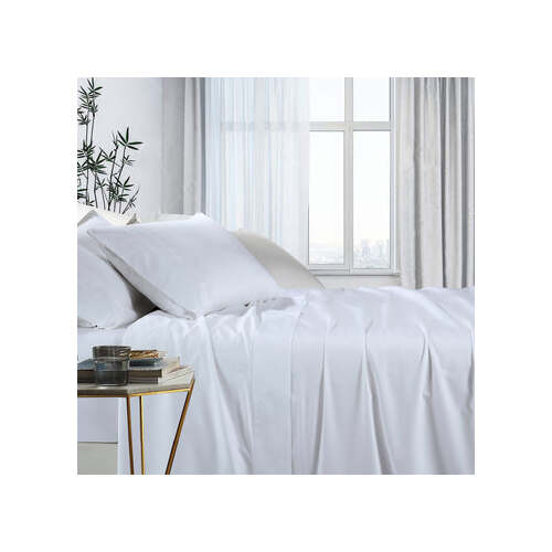 1000tc bamboo cotton sheet set single white - Main Image