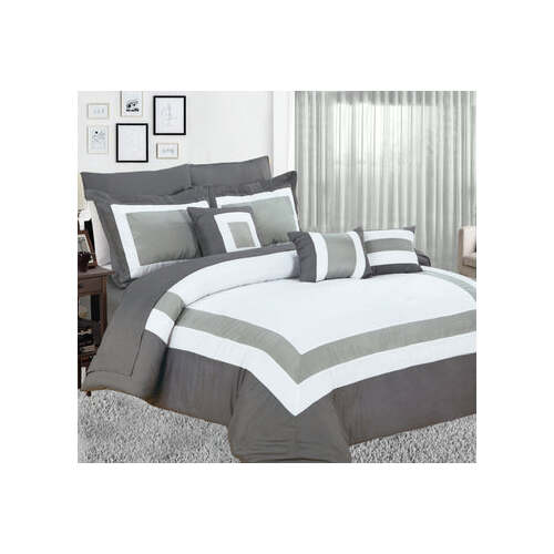 10 piece comforter and sheets set queen charcoal - Main Image