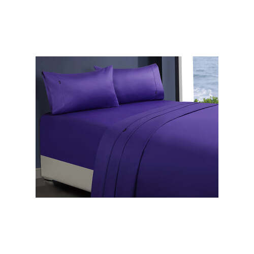 1000tc egyptian cotton 1 fitted sheet and 2 pillowcases mega king violet - Main Image