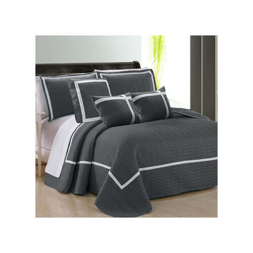 6 piece two tone embossed comforter set king charcoal - Main Image