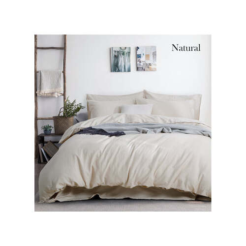 luxurious linen cotton quilt cover set queen natural - Main Image