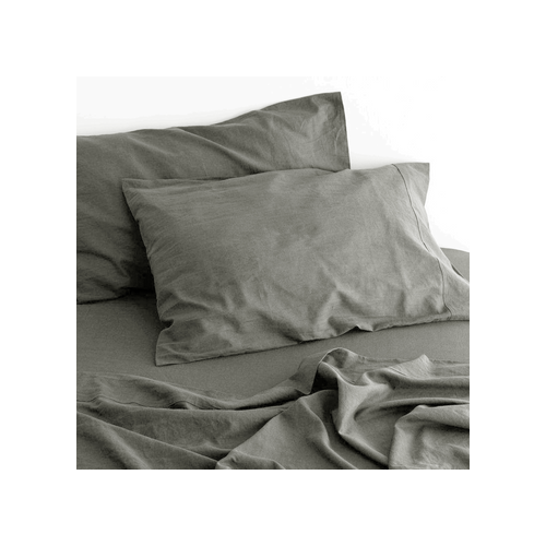luxurious linen cotton sheet set 1 double grey - Main Image