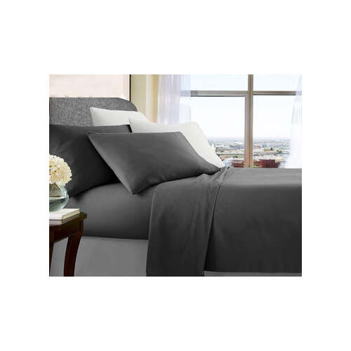 ultra soft microfibre sheet set king single charcoal - Main Image
