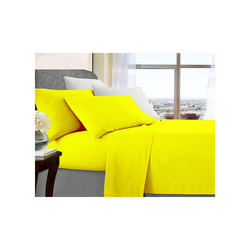 ultra soft microfibre sheet set mega queen yellow - Main Image