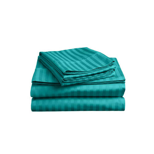soft stripe microfibre sheet set king teal - Main Image