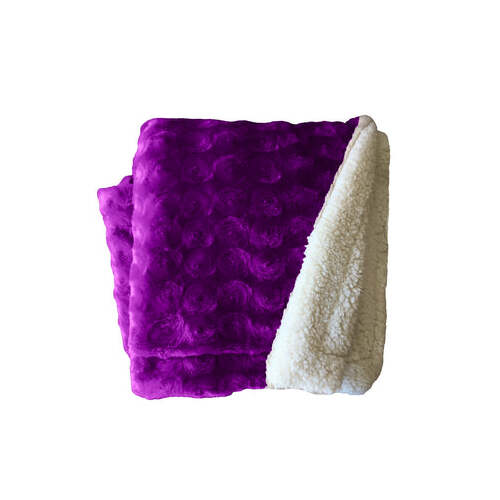 plush fleece sherpa backed reversible throw ultra violet - Main Image