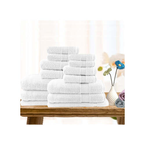 7pc light weight soft cotton bath towel set white - Main Image