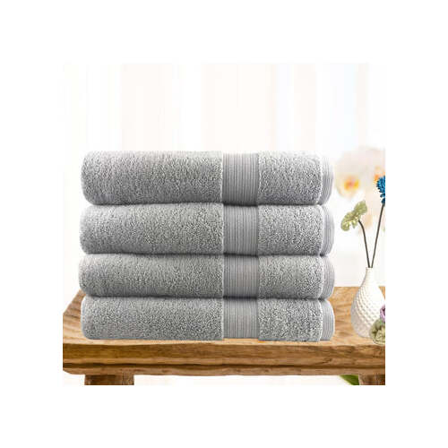 4 piece ultra light cotton bath towels in silver - Main Image