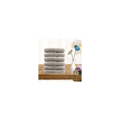 6 piece ultra light cotton face washers in beige - Main Image