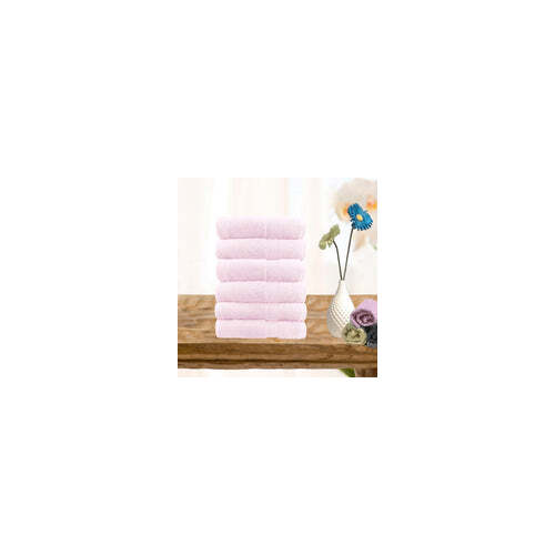 6 piece ultra light cotton face washers in baby pink - Main Image