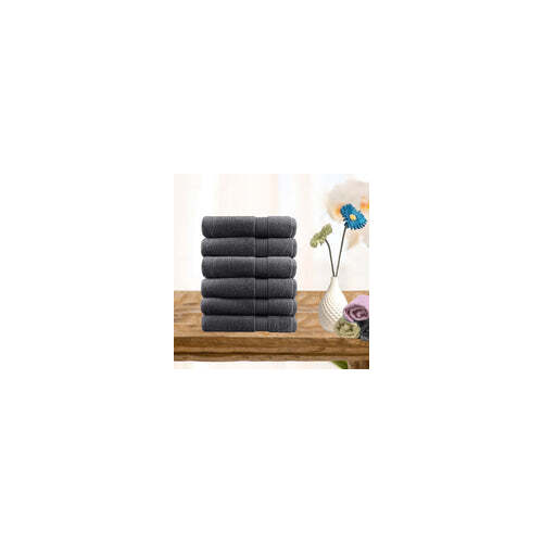 6 piece ultra light cotton face washers in charcoal - Main Image