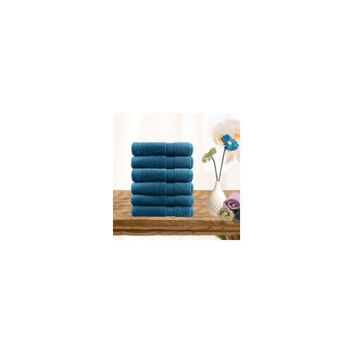 6 piece ultra light cotton face washers in teal - Main Image
