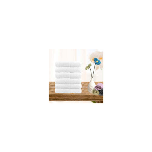 6 piece ultra light cotton face washers in white - Main Image