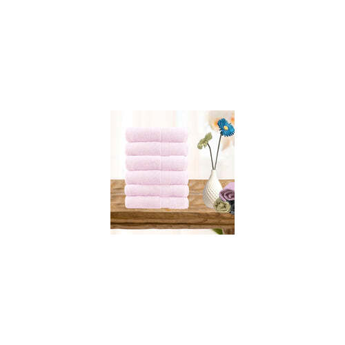 6 piece ultra light cotton hand towels in baby pink - Main Image