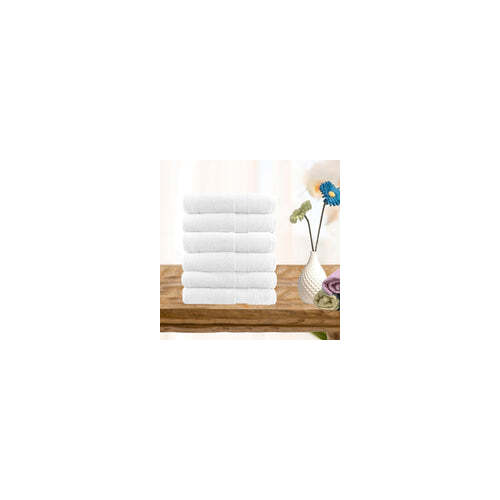 6 piece ultra light cotton hand towel set in white - Main Image