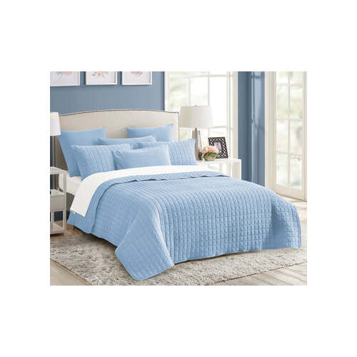 7 piece vintage stone wash comforter set king blue - Main Image