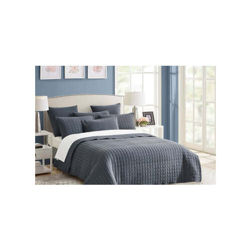 7 piece vintage stone wash comforter set queen charcoal - Main Image