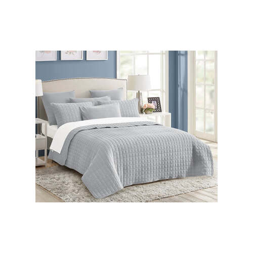 7 piece vintage stone wash comforter set queen silver - Main Image