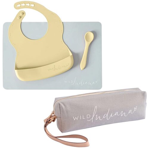 LIFEBEA WILD INDIANA Eating-out Comfy Silicone Baby Bib set for babies & Toddlers(10-72 Months) Waterproof baby fedding including Waterproof carry cas - Main Image