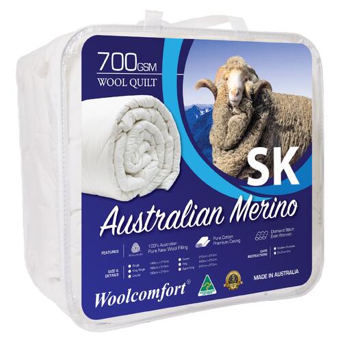 Woolcomfort Aus Made Merino Wool Quilt 700GSM 270x240cm Super King Size - Main Image