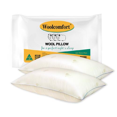 Woolcomfort Aus Made Natural Health Wool Pillow Twin Pack - Main Image