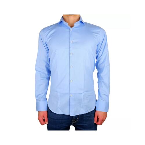 Milano Solid Color Shirt in Light Blue 43 IT Men - Main Image