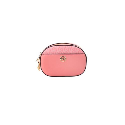 Michael Kors Women's Jet Set Glam Tea Rose Leather Oval Crossbody Handbag Purse - One Size - Main Image