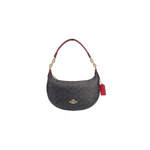 COACH Women's Payton Signature PVC Leather Shoulder Bag Brown Red - One Size - Main Image