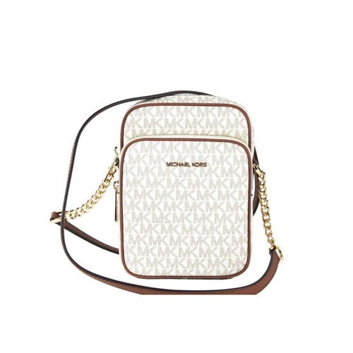 Michael Kors Women's Jet Set Medium Vanilla PVC North South Chain Crossbody Handbag - One Size - Main Image