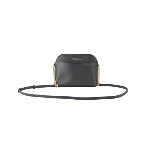 Michael Kors Women's Jet Set Travel Medium Leather X Cross Dome Crossbody Handbag (Black Solid/Gold) - One Size - Main Image