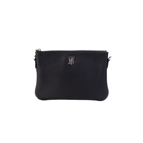 Burberry Women's Peyton Monogram Black Leather Pouch Crossbody Bag Purse - One Size - Main Image