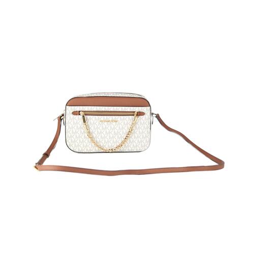 Michael Kors Women's Jet Set Item Large East West Signature Leather Zip Chain Crossbody Handbag - One Size - Main Image