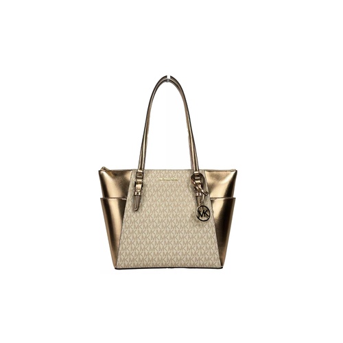 Michael Kors Women's Charlotte Large Leather Top Zip Tote Bag Purse Rose Gold - One Size - Main Image