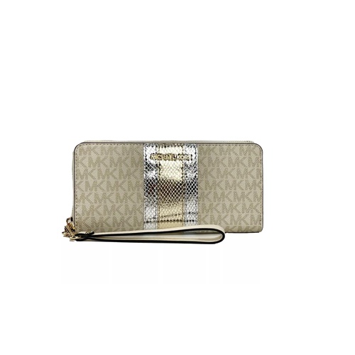 Michael Kors Women's Jet Set Travel Center Stripe Signature Continental Wallet Vanilla Pale Gold - One Size - Main Image