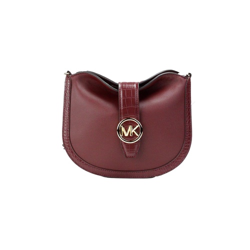 Michael Kors Women's Gabby Small Dark Cherry Leather Foldover Hobo Crossbody Bag - One Size - Main Image