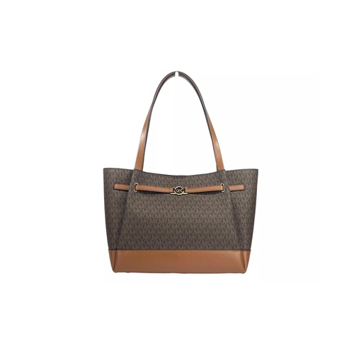 Michael Kors Women's Reed Large Belted Tote Shoulder Bag Purse Brown - One Size - Main Image