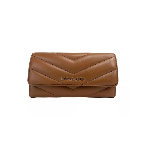Michael Kors Women's Jet Set Travel Large Quilted Leather Trifold Wallet Brown - One Size - Main Image