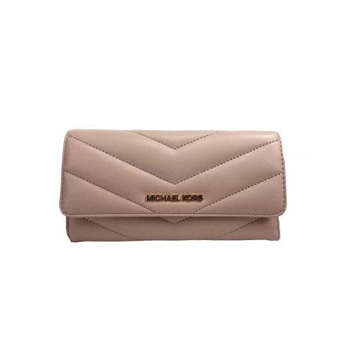 Michael Kors Women's Jet Set Travel Large Quilted Leather Trifold Wallet Powder Blush - One Size - Main Image