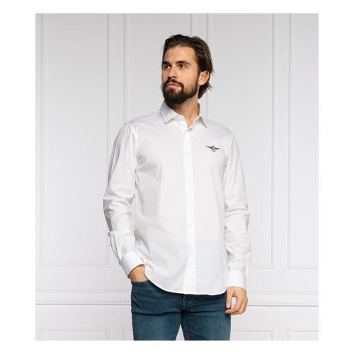 Aeronautica Militare White Cotton Shirt with Eagle Logo and Button Closure L Men - Main Image