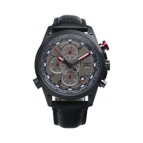 Aviator Men's Brown Leather Watch - One Size - Main Image