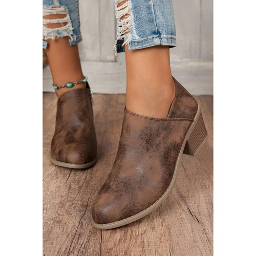 Coffee Tulip Opening Suede Ankle Boots - 37 EU - Main Image