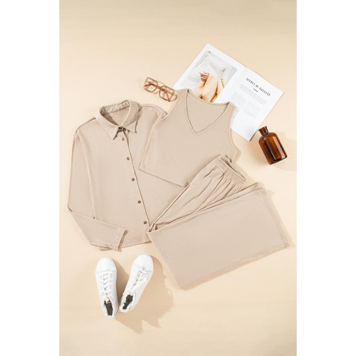 Oatmeal 3-Piece Cozy Knit Lounge Set - S - Main Image