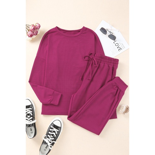 Long Sleeve Pullover and Jogger Pants Lounge Set - L - Main Image