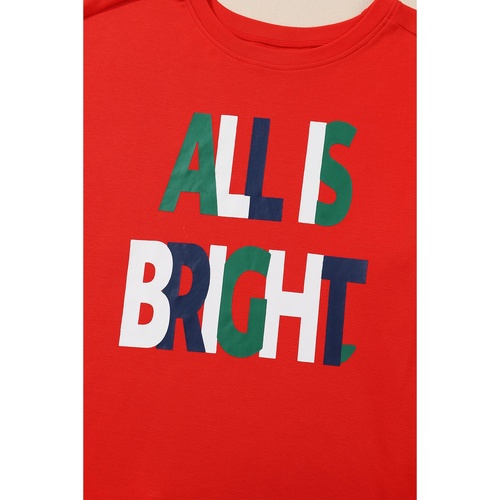 Multicolor ALL IS BRIGHT Graphic Christmas Plaid Pajamas Set - L - Main Image