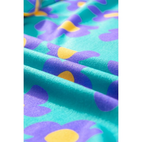 Green Flower Print Short Sleeve Shirt Pajamas Set - S - Main Image